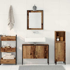 Juego de muebles de baño 2 pcs Marrón Madera contrachapada