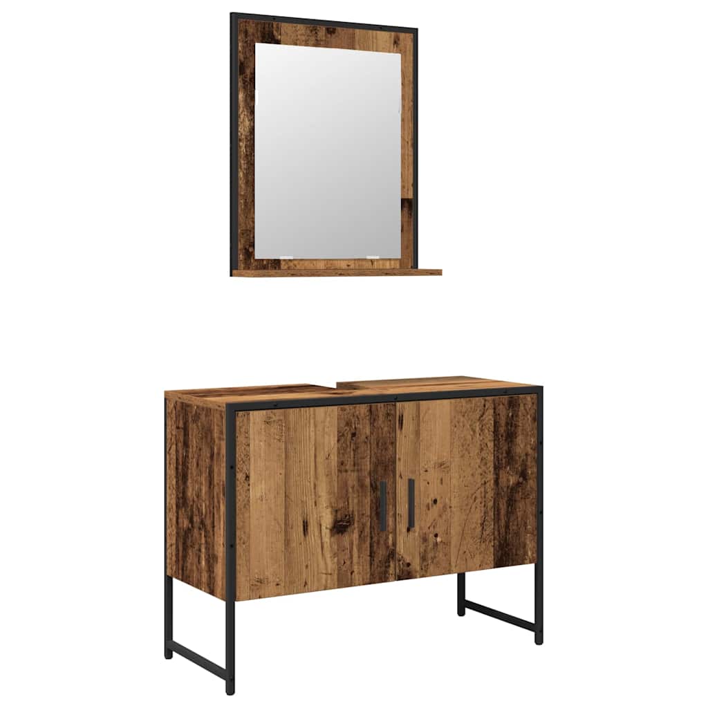 Juego de muebles de baño 2 pcs Marrón Madera contrachapada