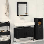 Juego de muebles de baño 2 pcs Negro Madera contrachapada