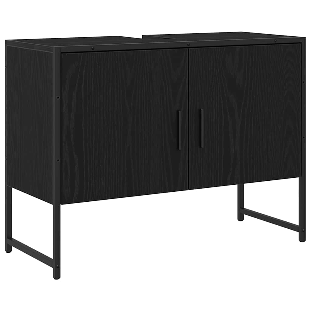 Juego de muebles de baño 2 pcs Negro Madera contrachapada