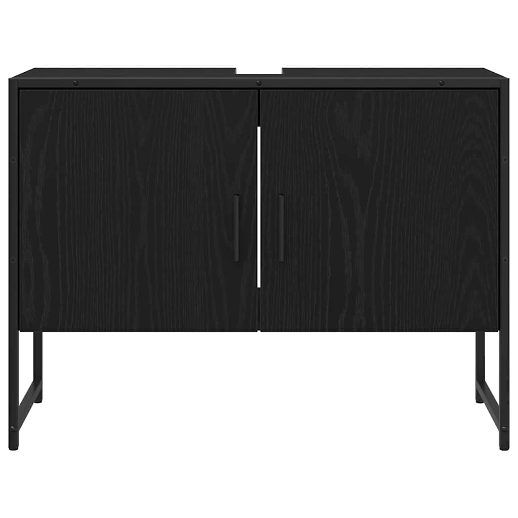 Juego de muebles de baño 2 pcs Negro Madera contrachapada