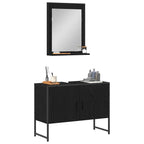Juego de muebles de baño 2 pcs Negro Madera contrachapada