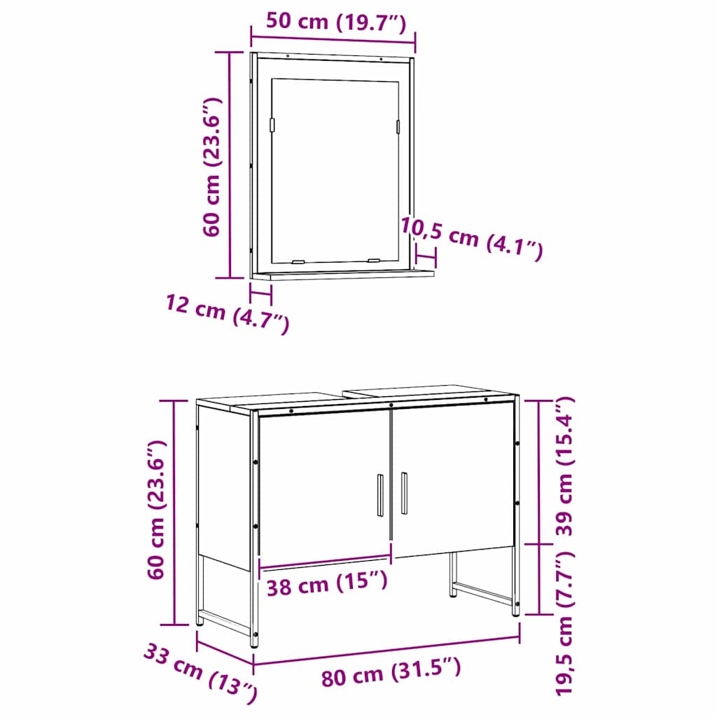 Juego de muebles de baño 2 pcs Negro Madera contrachapada