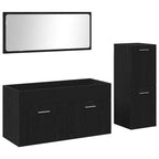 Juego de muebles de baño 3 pcs Roble Negro Madera de ingeniería