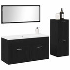 Juego de muebles de baño 3 pcs Roble Negro Madera de ingeniería