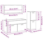 Juego de muebles de baño 3 pcs Roble Negro Madera de ingeniería