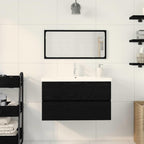 Juego de muebles de baño 3 pcs Roble Negro Madera de ingeniería