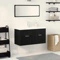 Juego de muebles de baño 3 pcs Roble Negro Madera de ingeniería