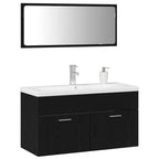 Juego de muebles de baño 3 pcs Roble Negro Madera de ingeniería