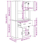 Highboard Madera vieja 80 x 33 x 150 cm Madera contrachapada