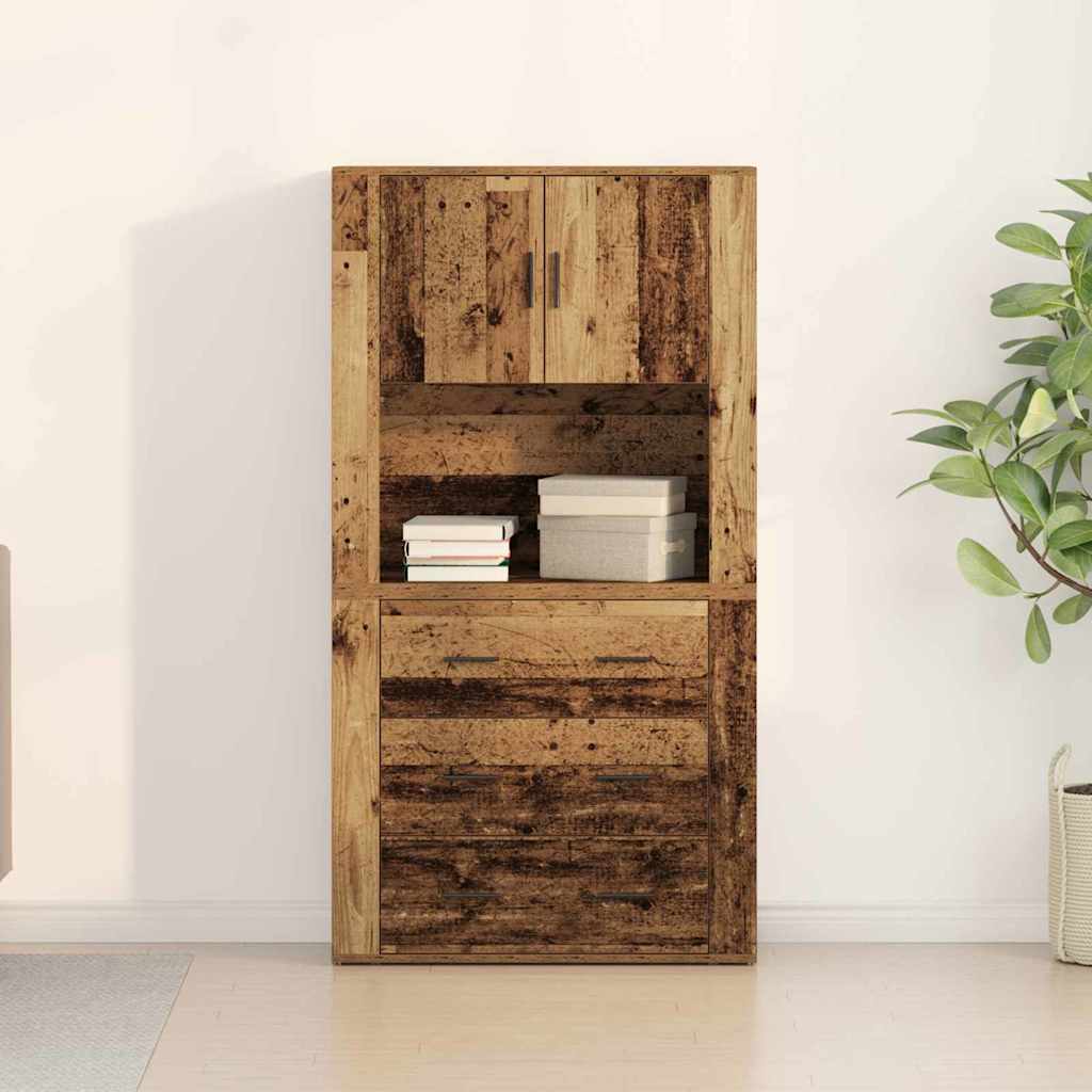 Aparador alto con cajón Madera vieja 80 x 33 x 150 cm