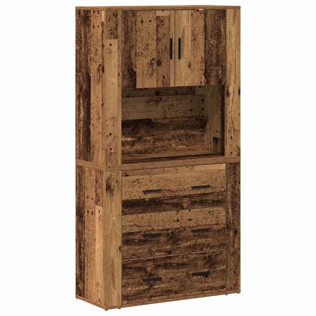Aparador alto con cajón Madera vieja 80 x 33 x 150 cm