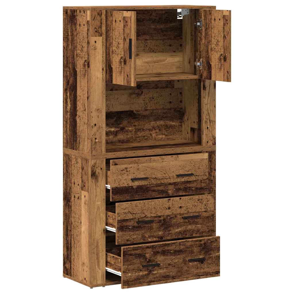 Aparador alto con cajón Madera vieja 80 x 33 x 150 cm