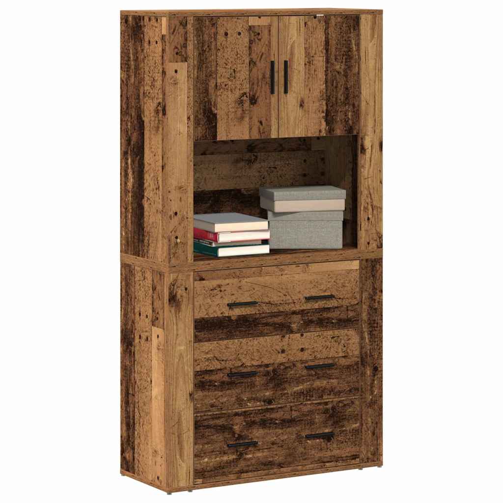 Aparador alto con cajón Madera vieja 80 x 33 x 150 cm
