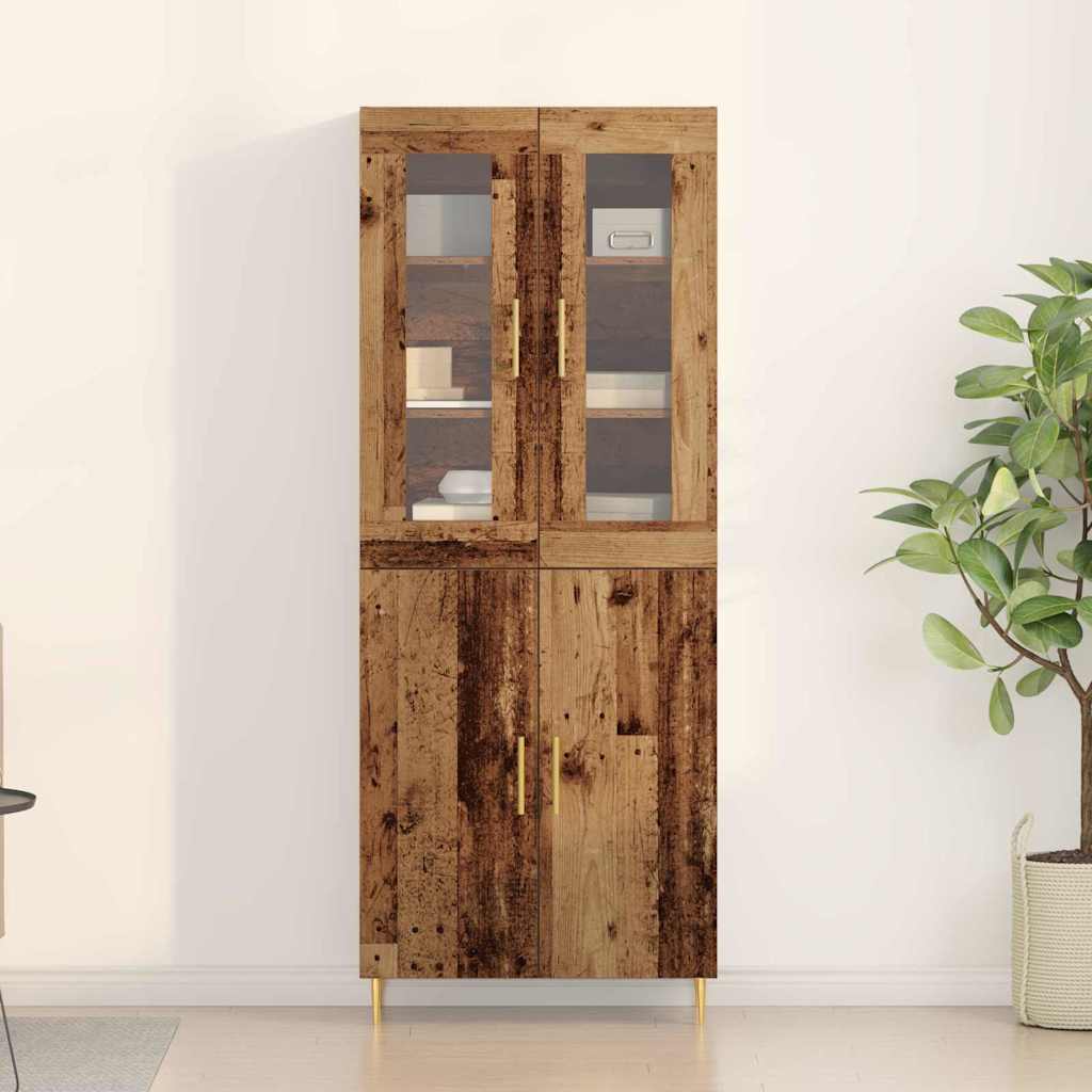 Aparador alto 2 pcs Madera vieja Madera de ingeniería