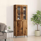Aparador alto 2 pcs Madera envejecida 69,5 x 34 x 180 cm