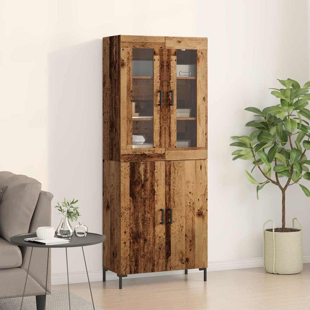 Aparador alto 2 pcs Madera envejecida 69,5 x 34 x 180 cm