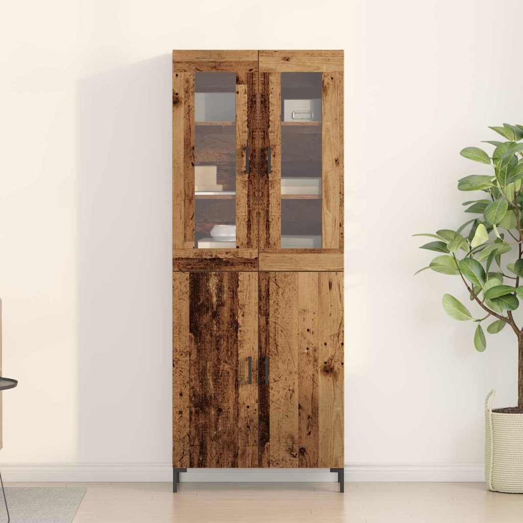 Aparador alto 2 pcs Madera envejecida 69,5 x 34 x 180 cm