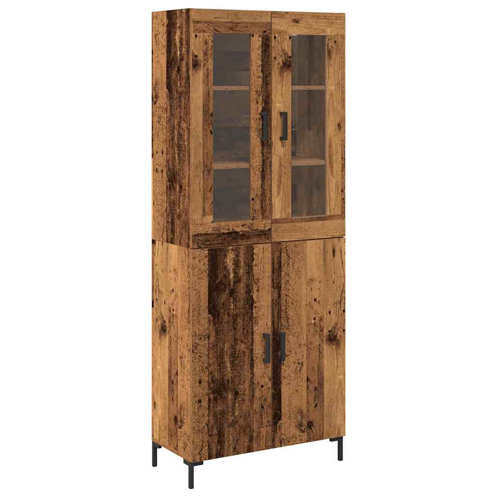 Aparador alto 2 pcs Madera envejecida 69,5 x 34 x 180 cm