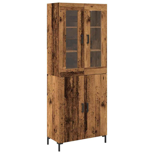 Aparador alto 2 pcs Madera envejecida 69,5 x 34 x 180 cm