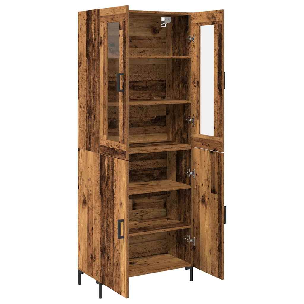 Aparador alto 2 pcs Madera envejecida 69,5 x 34 x 180 cm