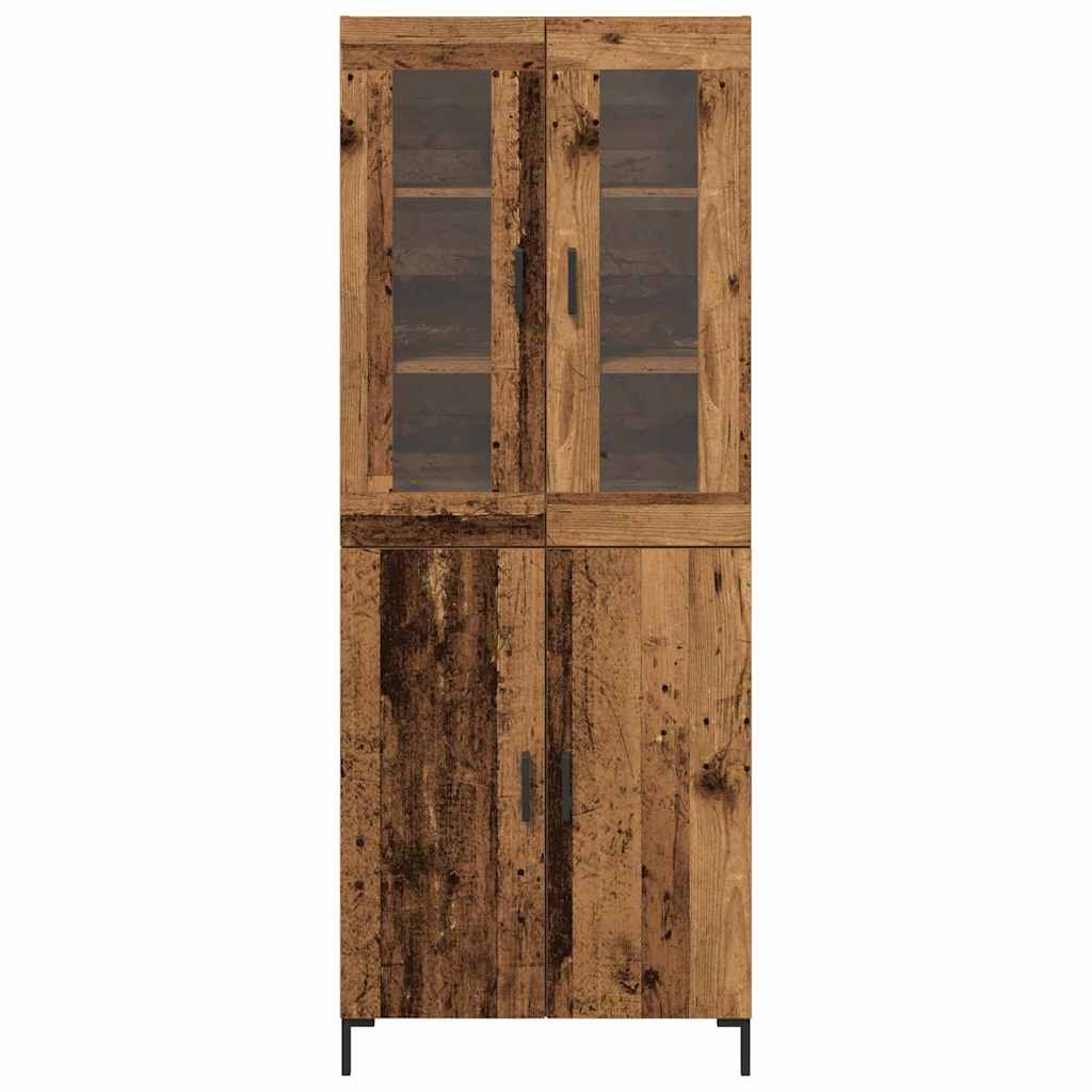 Aparador alto 2 pcs Madera envejecida 69,5 x 34 x 180 cm