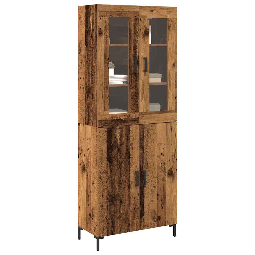 Aparador alto 2 pcs Madera envejecida 69,5 x 34 x 180 cm