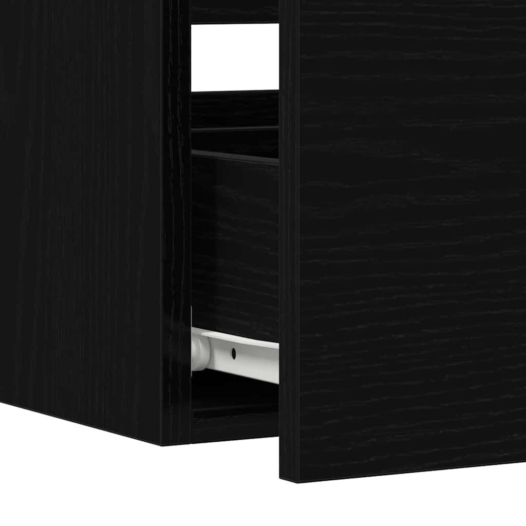 Juego de muebles de baño 3 pcs Roble Negro Madera de ingeniería