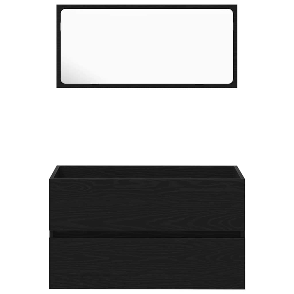 Juego de muebles de baño 3 pcs Roble Negro Madera de ingeniería