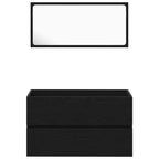 Juego de muebles de baño 3 pcs Roble Negro Madera de ingeniería