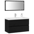 Juego de muebles de baño 3 pcs Roble Negro Madera de ingeniería