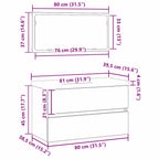 Juego de muebles de baño 3 pcs Roble Negro Madera de ingeniería