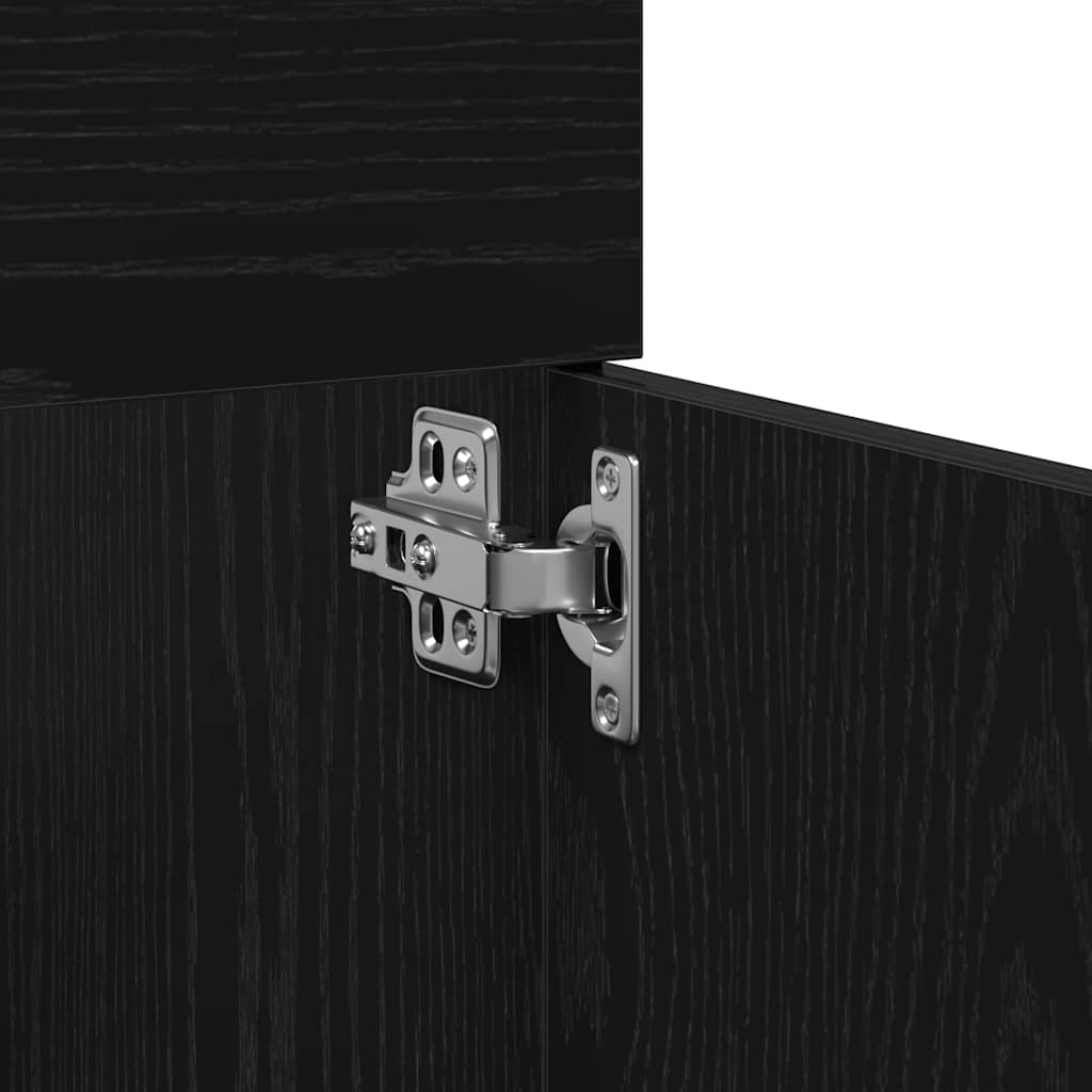 Juego de muebles de baño 4 pcs Roble Negro Madera de ingeniería