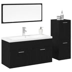 Juego de muebles de baño 4 pcs Roble Negro Madera de ingeniería