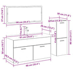 Juego de muebles de baño 4 pcs Roble Negro Madera de ingeniería