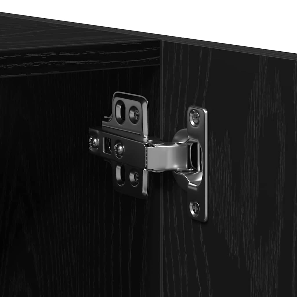 Juego de muebles de baño 4 pcs Roble Negro Madera de ingeniería