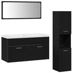 Juego de muebles de baño 4 pcs Roble Negro Madera de ingeniería