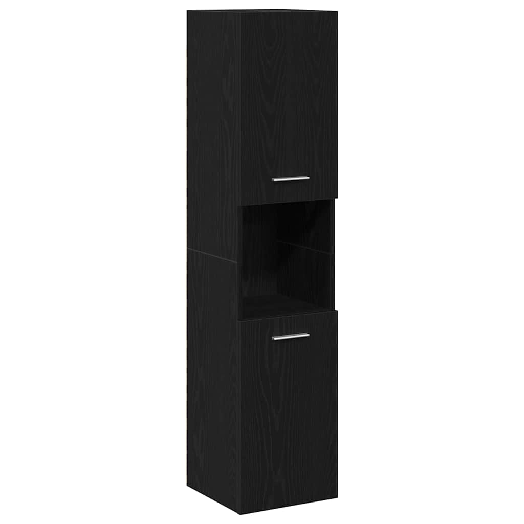 Juego de muebles de baño 4 pcs Roble Negro Madera de ingeniería