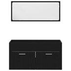 Juego de muebles de baño 4 pcs Roble Negro Madera de ingeniería