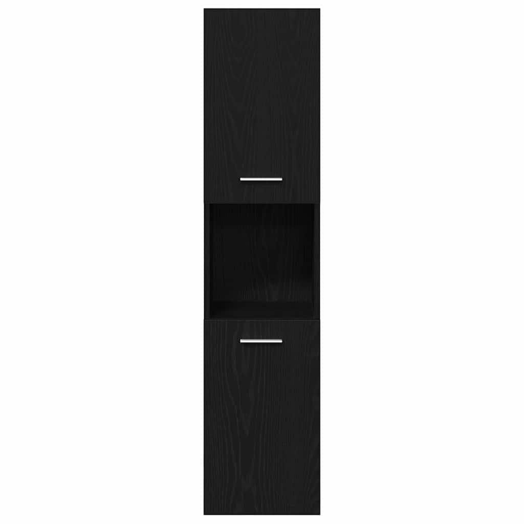 Juego de muebles de baño 4 pcs Roble Negro Madera de ingeniería