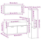 Juego de muebles de baño 4 pcs Roble Negro Madera de ingeniería