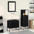 Juego de muebles de baño 3 pcs Negro Madera contrachapada