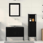 Juego de muebles de baño 3 pcs Negro Madera contrachapada
