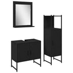 Juego de muebles de baño 3 pcs Negro Madera contrachapada