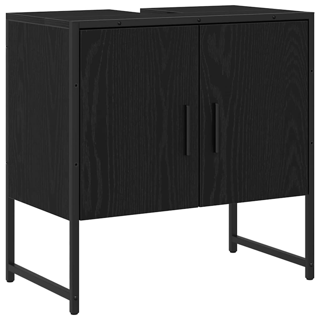 Juego de muebles de baño 3 pcs Negro Madera contrachapada