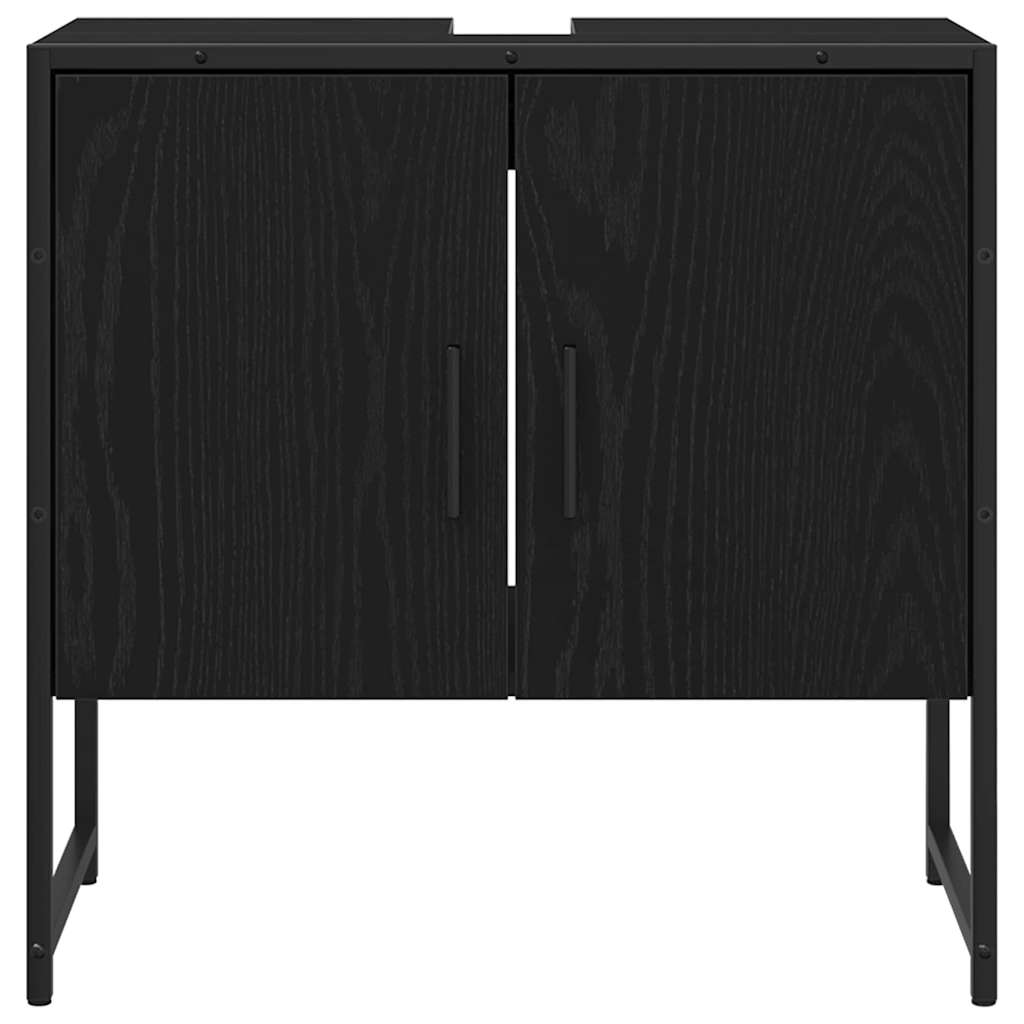 Juego de muebles de baño 3 pcs Negro Madera contrachapada