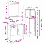 Juego de muebles de baño 3 pcs Negro Madera contrachapada
