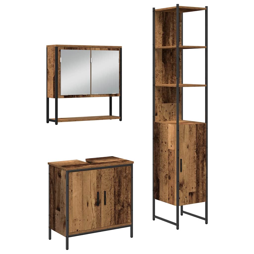 Juego de muebles de baño 3 pcs Marrón Madera contrachapada