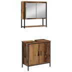 Juego de muebles de baño 3 pcs Marrón Madera contrachapada