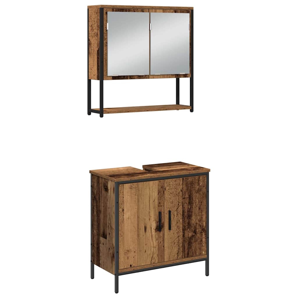 Juego de muebles de baño 3 pcs Marrón Madera contrachapada